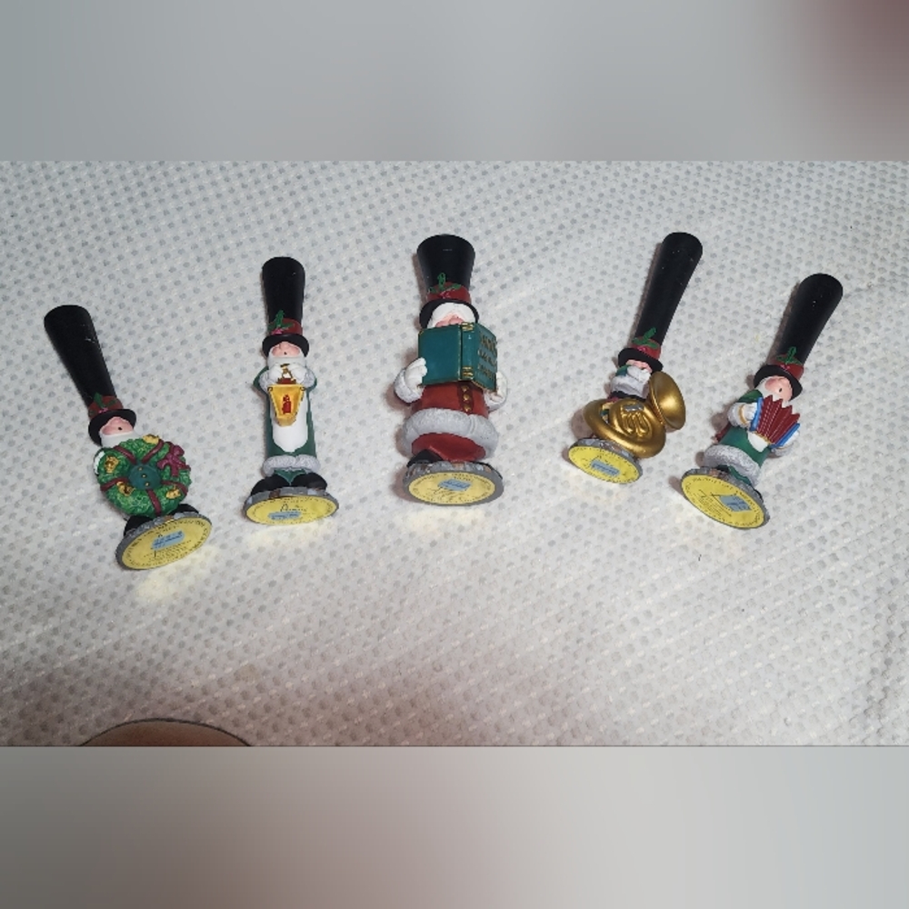 VINTAGE J ADAMS STUDIO 1994 EUC 5 PIECE CAROLING CHRISTMAS 8" FIGURINES SET